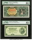 Hungary Hungarian National Bank 100,000; 10,000 Milpengo 1946 Pick 127; 130 Two Examples PMG Choice Uncirculated 64 EPQ; Choice Uncirculated 63 EPQ. 
...