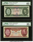 Hungary Hungarian National Bank 10; 100 Forint 1962 Pick 168c; 171c Two Examples PMG Gem Uncirculated 65 EPQ. 

HID09801242017