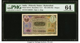 India Princely States Hyderabad 1 Rupee ND (1945-46) Pick S271b PMG Choice Uncirculated 64. Staple holes at issue.

HID09801242017