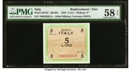 Italy Allied Military Currency 5 Lire 1943 M12b* Replacement PMG Choice About Unc 58 EPQ. 

HID09801242017