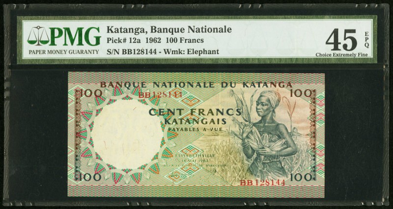 Katanga Banque de la Republique de Katanga 100 Francs 18.5.1962 Pick 12a PMG Cho...