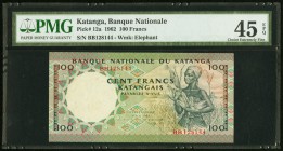 Katanga Banque de la Republique de Katanga 100 Francs 18.5.1962 Pick 12a PMG Choice Extremely Fine 45 EPQ. 

HID09801242017