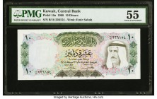 Kuwait Central Bank of Kuwait 10 Dinars 1968 Pick 10a PMG About Uncirculated 55. Minor thinning.

HID09801242017
