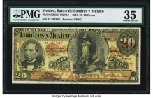 Mexico Banco de Londres y Mexico 20 Pesos 1.7.1910 Pick S235d M273d PMG Choice Very Fine 35. 

HID09801242017