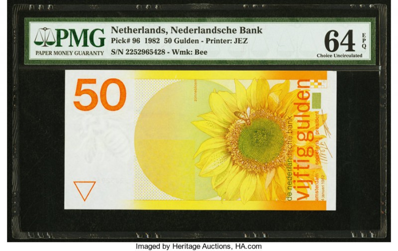 Netherlands Nederlandsche Bank 50 Gulden 4.1.1982 Pick 96 PMG Choice Uncirculate...