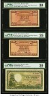 South Africa South African Reserve Bank Three PMG Graded Examples. 10 Shillings 4.4.1945 Pick 82d PMG Very Fine 30; small tears, ink. 10 Shillings 11....