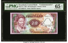 Swaziland Central Bank of Swaziland 20 Emalangeni 1981 Pick 7a "Commemorative" PMG Gem Uncirculated 65 EPQ. 

HID09801242017