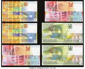 Switzerland Schweizerische Nationalbank 10 (2); 20 (2); 50 (2) Franken 1995-2010 6 Examples About Uncirculated. 

HID09801242017