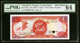 Trinidad And Tobago Central Bank of Trinidad and Tobago 1 Dollar ND (1985) Pick 36as Specimen PMG Choice Uncirculated 64, POC. 

HID09801242017