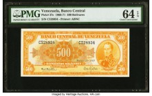 Venezuela Banco Central De Venezuela 500 Bolivares 18.3.1969 Pick 37c PMG Choice Uncirculated 64 EPQ. 

HID09801242017