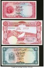 Yemen South Arabian Currency Authority 5 Dinars ND (1965) Pick 4b Choice About Uncirculated; Yemen Arab Republic Yemen Currency Board 10 Rials ND (196...