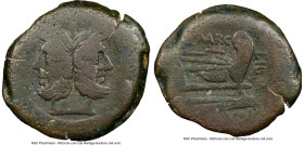 Q.Marcius Libo (ca.148 BC). AE As (34mm, 6h). NGC Fine. Rome. Laureate head of Janus; I (mark of value) above / Prow of war galley right, Q•MARC (MA l...