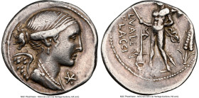 L. Valerius Flaccus (ca. 108-107 BC). AR denarius (19mm, 3.90 gm, 7h). NGC VF 3/5 - 1/5, smoothing, edge engraved. Rome. Draped bust of Victory right,...