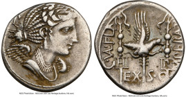C. Valerius Flaccus (ca. 82 BC). AR denarius (18mm, 3.72 gm, 5h). NGC Choice VF 4/5 - 3/5. Massalia, special issue. Draped bust of Victory right, wear...