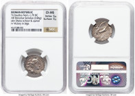 Ti. Claudius Ti.f. Ap.n. Nero (ca. 79 BC). AR serratus denarius (19mm, 3.86 gm, 5h). NGC Choice MS 5/5 - 5/5. Rome. Diademed, draped bust of Diana rig...