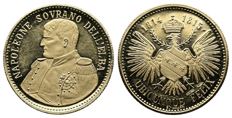 Napoleon, as a Governor of Elba. 1814-1815. Gold (750) Medal (22 mm, 5,10 g.). N...