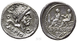 L. CALPURNIUS PISO CAESONIUS and Q. SERVILIUS CAEPIO. Denarius (100 BC). Rome