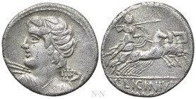 C. LICINIUS L.F. MACER. Denarius (84 BC). Rome