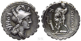 C. POBLICIUS Q.F. Serrate Denarius (80 BC). Rome