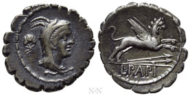 L. PAPIUS. Serrate Denarius (79 BC). Rome