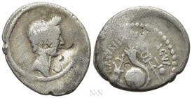 JULIUS CAESAR. Denarius (42 BC). Rome. L. Mussidius Longus, moneyer
