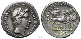 AUGUSTUS (27 BC-14 AD). Denarius. Rome. M. Durmius, moneyer