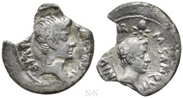 AUGUSTUS, with DIVUS JULIUS CAESAR (27 BC-14 AD). Denarius. Rome. M. Sanquinius, moneyer