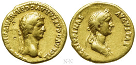 CLAUDIUS, with Agrippina II (41-54). GOLD Aureus. Lugdunum