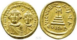 HERACLIUS with HERACLIUS CONSTANTINE (610-641). GOLD Solidus. Constantinople