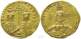 BASIL II BULGAROKTONOS with CONSTANTINE VIII (976-1025). GOLD Histamenon Nomisma. Constantinople