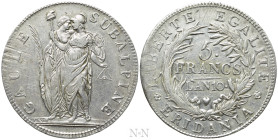 ITALY. Subalpine Republic (1800-1801). 5 Franchi (10 = 1801). Torino