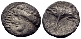 CENTRAL EUROPE, Rauraci. Mid 1st century BC. Quinarius (Silver, 13 mm, 1.20 g, 3 h). NINN[O] Male head to left. Rev. MAV[C] Boar standing to left. DT ...