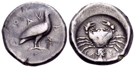 SICILY. Akragas. Circa 480/478-470 BC. Didrachm (Silver, 21 mm, 8.56 g, 1 h). AK/RA Eagle standing to right, wings closed. Rev. CA-S Crab seen from ab...