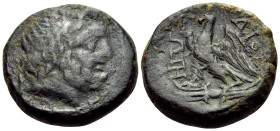 SICILY. Akragas. Circa 3rd century BC, possibly 278-6 BC, or 213 BC or later. (Bronze, 18 mm, 6.71 g, 12 h). [AKP]AΓA[NTINΩN] Laureate head of Zeus to...