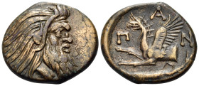 CIMMERIAN BOSPOROS. Pantikapaion. Circa 310-304/3 BC. Tetrachalkon (Bronze, 23 mm, 7.43 g, 12 h). Bearded head of satyr with animal ear to right. Rev....