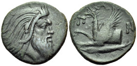 CIMMERIAN BOSPOROS. Pantikapaion. Circa 310-304/3 BC. Tetrachalkon (Bronze, 23 mm, 5.54 g, 12 h). Bearded head of satyr with animal ear to right. Rev....