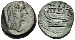 CIMMERIAN BOSPOROS. Phanagoreia (as Agrippia). Circa 14-12 BC. 8 Units (Bronze, 18.5 mm, 5.75 g, 12 h). Veiled bust of Aphrodite Apatura to right. Rev...