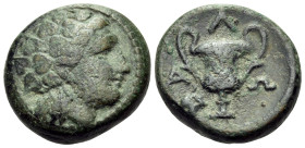 THRACE. Alopekonnesos. Circa 300 BC. (Bronze, 17 mm, 5.85 g, 12 h). Wreathed head of Dionysos to right. Rev. ΑΛΩ Kantharos; in left field, grape. HGC ...