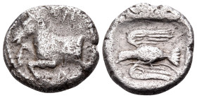 KINGS OF THRACE. Sparadokos, circa 464-444 BC. Diobol (Silver, 11 mm, 1.26 g, 9 h). ΣΠ-Α Forepart of a horse to left; border of dots. Rev. Rev. Eagle ...
