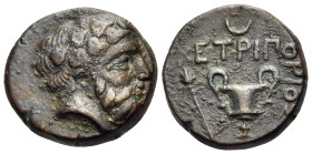 KINGS OF THRACE. Ketriporis, circa 356-352/1 BC. (Bronze, 15 mm, 3.64 g, 3 h). Bearded head of Dionysos to right, wearing wreath of ivy. Rev. KETPI / ...