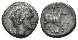 KINGS OF THRACE. Lysimachos, as satrap, 323-305 BC. 1/10 Tetradrachm (Silver, 10 mm, 1.14 g, 11 h), Amphipolis, circa 320-315. Head of Apollo to right...