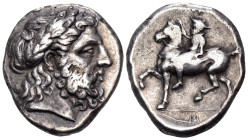KINGS OF MACEDON. Philip II, 359-336 BC. Tetradrachm (Silver, 26 mm, 14.29 g, 12 h), Pella, circa 359-355/4 BC. Laureate head of Zeus to right. Rev. [...
