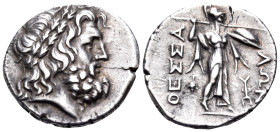 THESSALY, Thessalian League. Second half 2nd century BC. Stater (Silver, 21 mm, 6.55 g, 8 h), struck under the magistrates Lysikles and Poly... Head o...