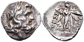 THESSALY, Thessalian League. Mid-late 1st century BC. Stater (Silver, 23 mm, 6.42 g, 12 h), struck under the magistrates Androsthenes and Aristokles. ...