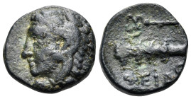 BOEOTIA. Thebes. Circa 363-338 BC. (Bronze, 13 mm, 2.12 g, 3 h), struck under the magistrate Pheido.... Head of youthful Herakles to left, wearing lio...