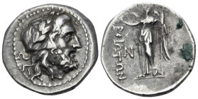 BOEOTIA, Federal Coinage. Circa 225-171 BC. Drachm (Silver, 20 mm, 5.00 g, 10 h). Laureate head of Poseidon to right, within border of dots. Rev. ΒΟΙΩ...