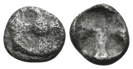 ATTICA. Athens. Circa 515-510 BC. Hemiobol (Silver, 7 mm, 0.30 g), "Wappenmünzen" type. Four spoked wheel. Rev. Quadripartite incuse square. HGC 4, 16...
