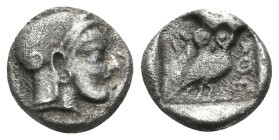 ATTICA. Athens. Circa 510-500/490 BC. Obol (Silver, 8 mm, 0.54 g, 3 h). Archaic head of Athena to right, wearing crested Attic helmet. Rev. ΑΘΕ Owl st...
