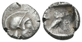 ATTICA. Athens. Circa 510-500/490 BC. Obol (Silver, 9 mm, 0.65 g, 9 h). Head of Athena to right, wearing crested Attic helmet. Rev. ΑΘΕ Owl standing t...