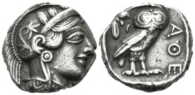ATTICA. Athens. Circa 449-404 BC (Æ - Kroll 48-49 . Tetradrachm (Silver, 24 mm, 17.03 g, 3 h). Head of Athena to right, wearing crested Attic helmet w...
